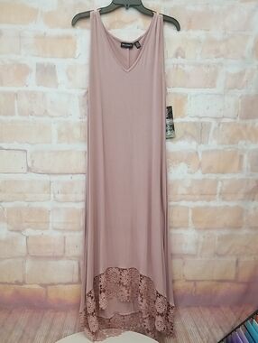 women's nina leonard mesh yoke trapeze dress Lace Yoke Long Sleeve Trapeze Dress (Women)